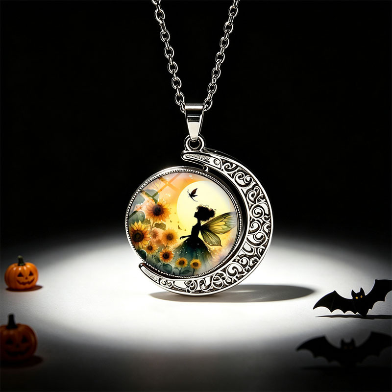 3pc Magical Sunset Fairy Sunflowers Necklace & Earrings Set